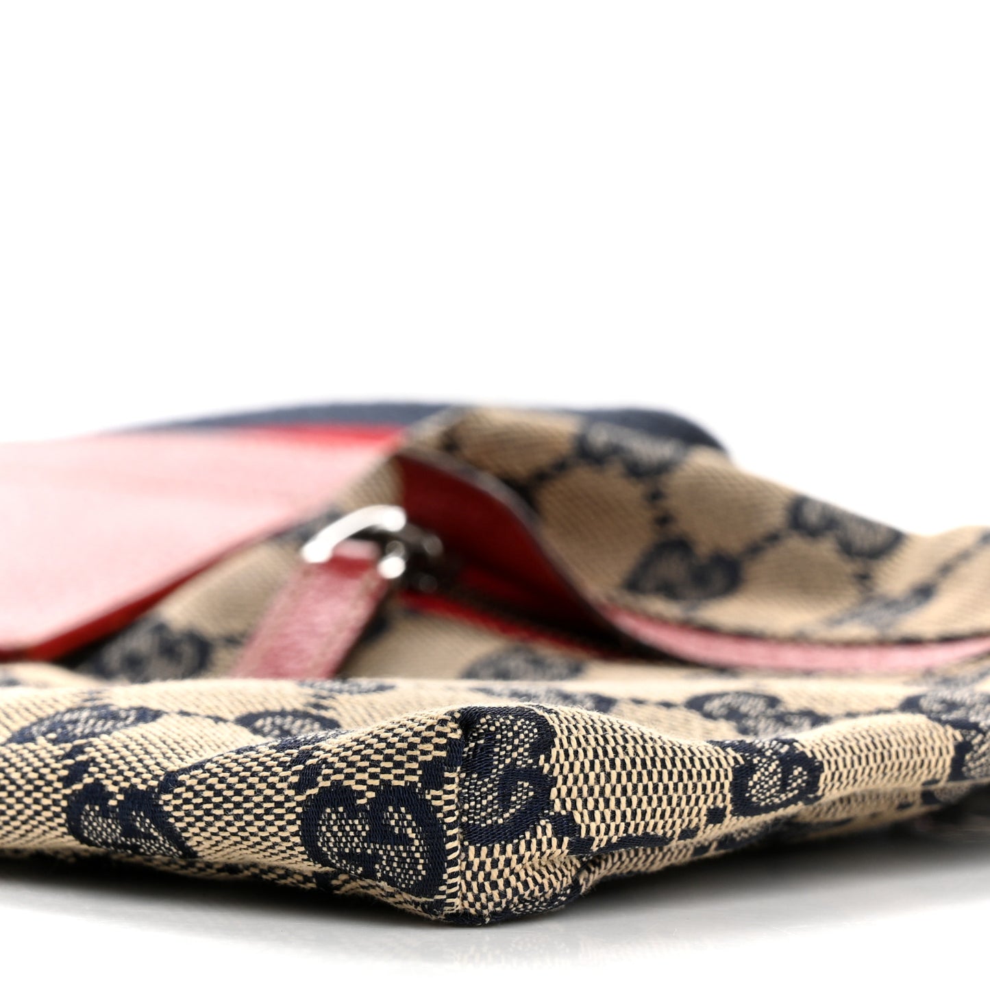 GG Monogram Web Double Pocket Belt Bag Navy Red