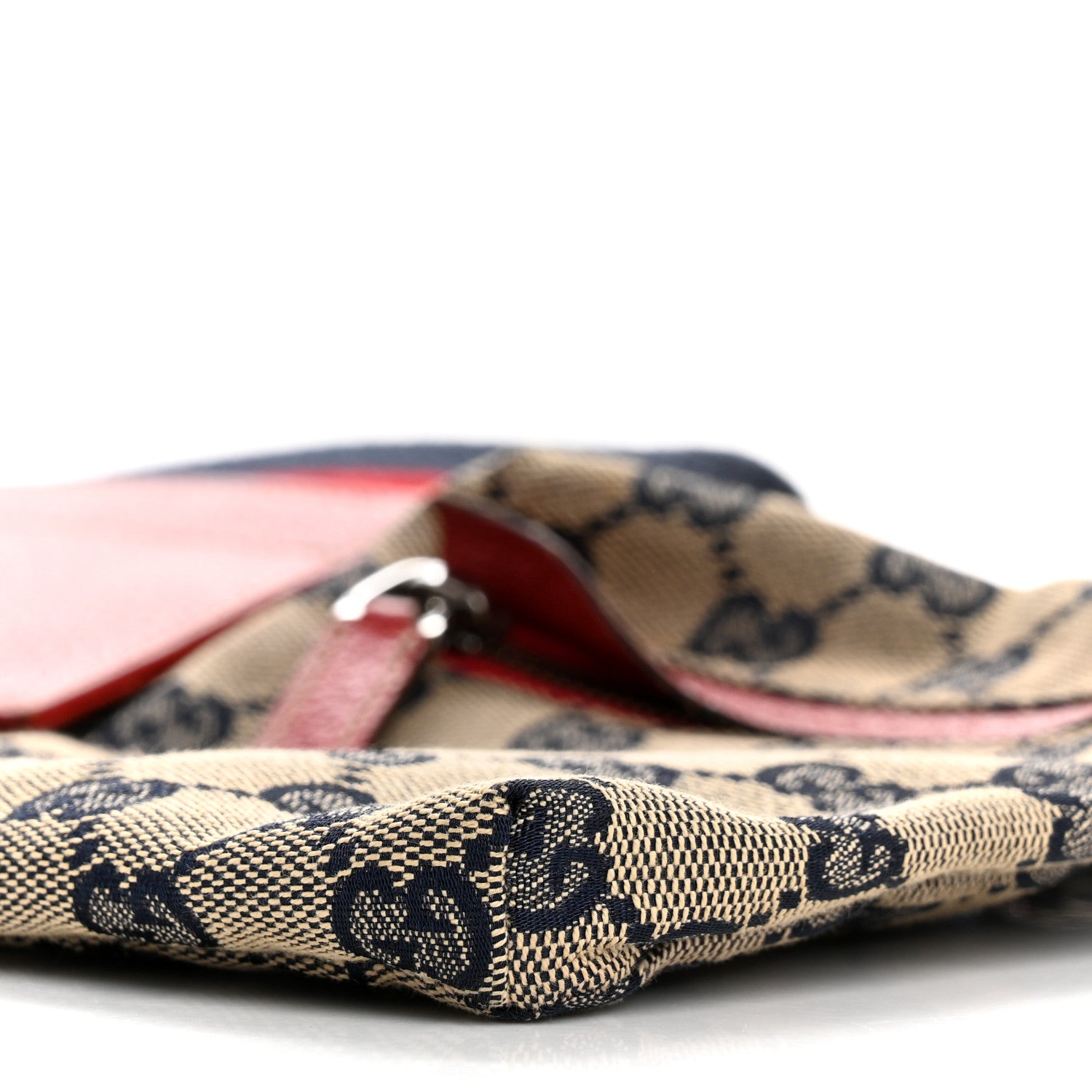 Gucci GG Monogram Web Double Pocket Belt Bag Navy Red 12 of 18
