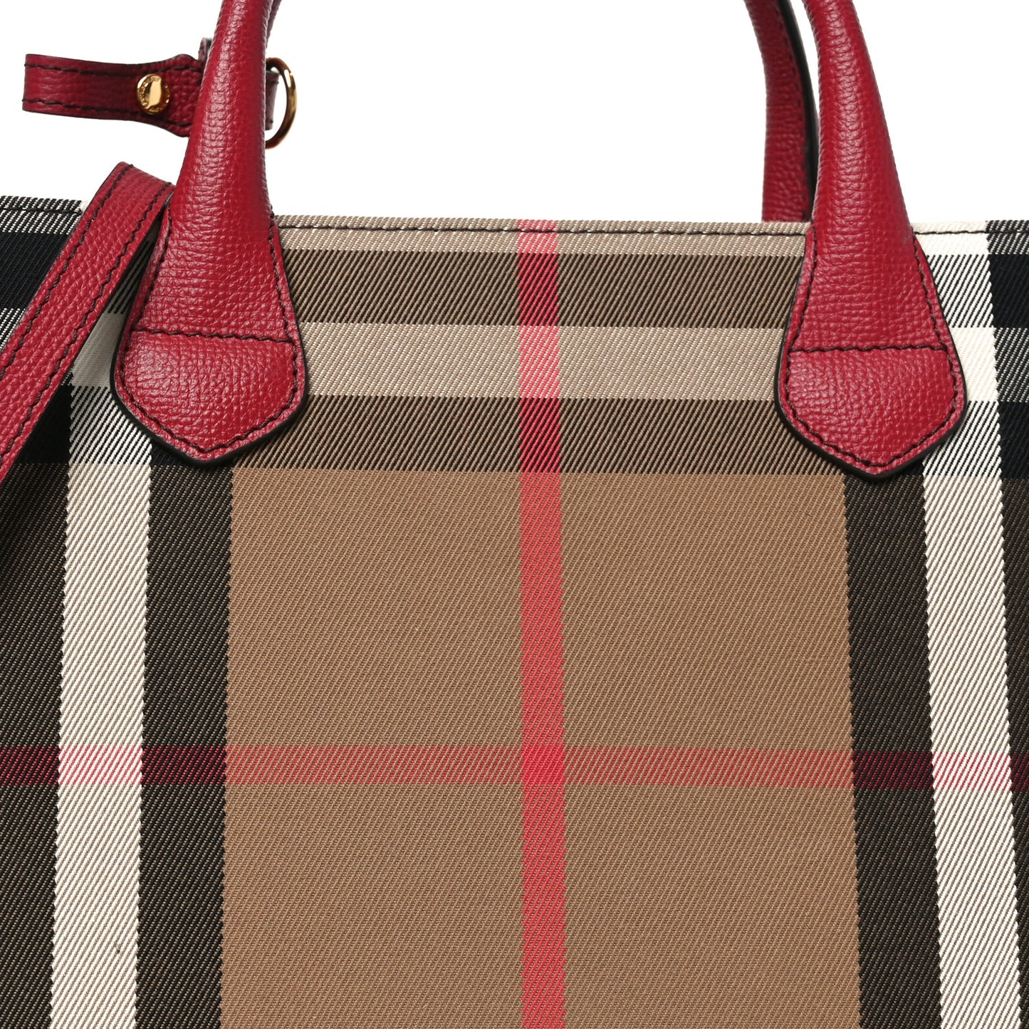 House Check Grainy Calfskin Medium Banner Tote Russet Red