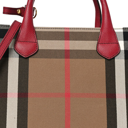 Burberry House Check Grainy Calfskin Medium Banner Tote Russet Red 7 of 10