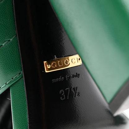 Gucci Malaga Kid Webby Crossover High Heel Slide Sandals 37.5 Emerald 6 of 8