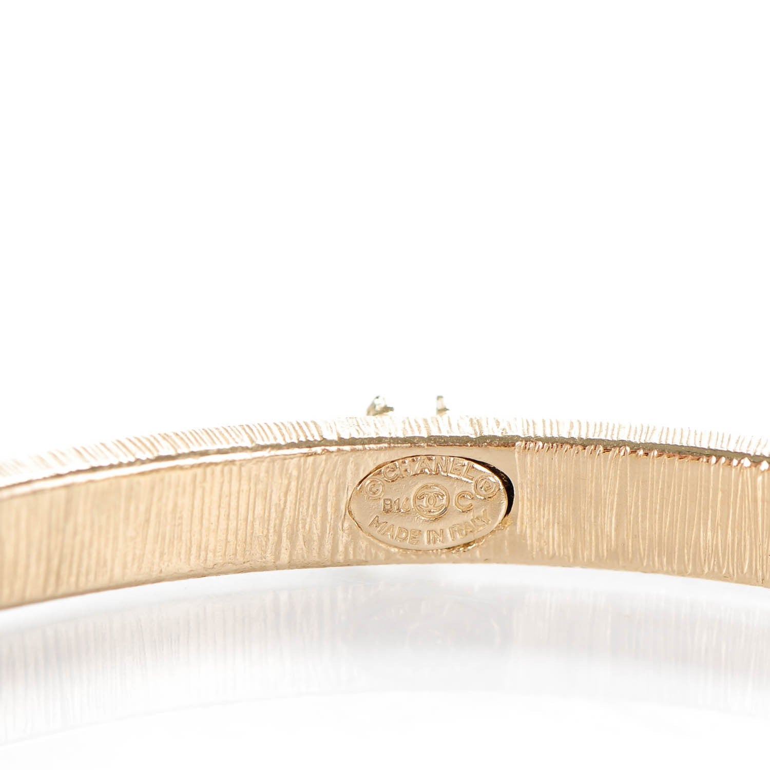 Chanel Crystal CC Hoop Earrings Gold Pale Pink 5 of 6