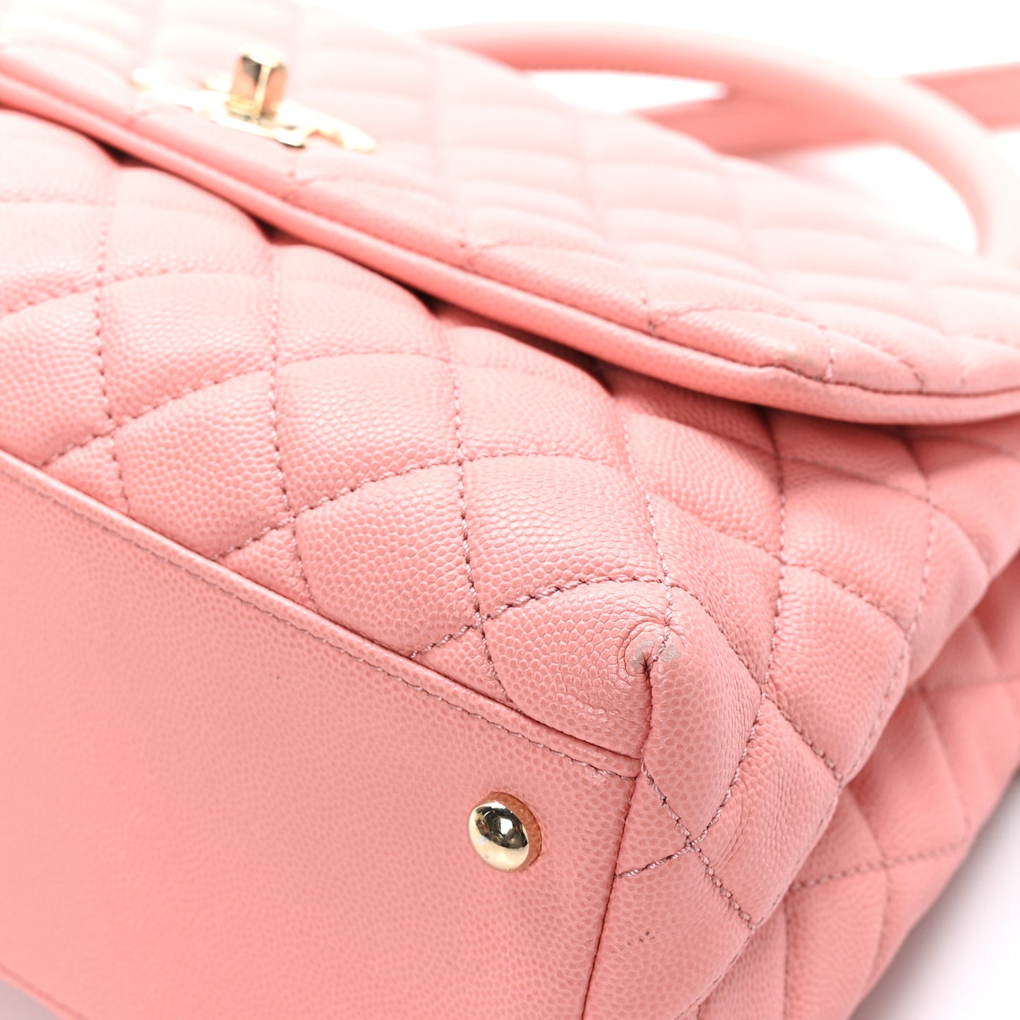 Caviar Quilted Small Coco Handle Flap Pink