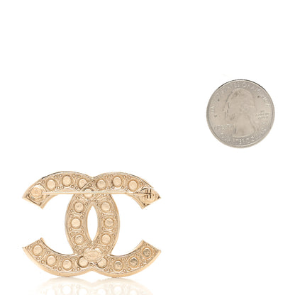 Chanel Metal Crystal Graduated Pearl CC Brooch Gold 2 of 4