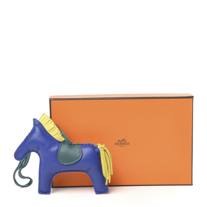 Hermes Milo Lambskin Grigri Rodeo Horse Bag Charm GM Bleu Electrique Malachite Lime 4 of 4