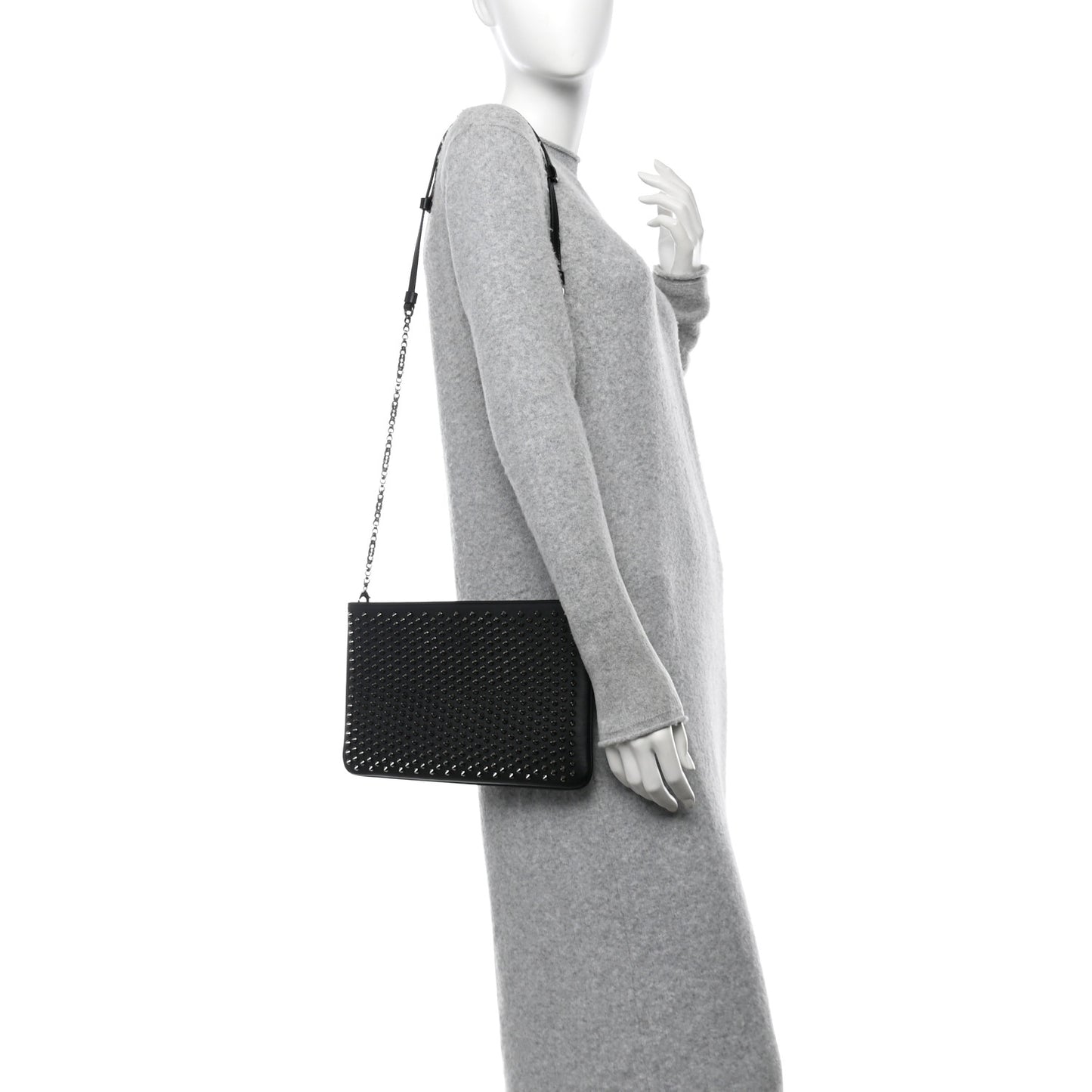 Calfskin Studded Loubiposh Clutch Black