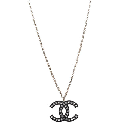 Chanel Resin Baguette Crystal CC Necklace Black 1 of 6