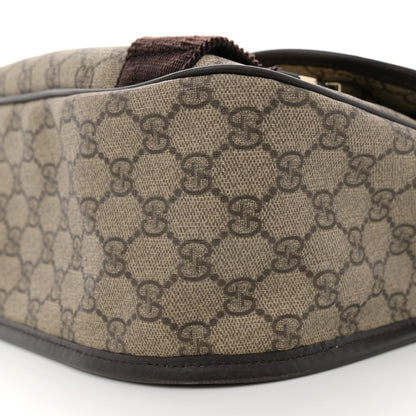 Gucci GG Plus Monogram Medium Double Buckle Flap Messenger Bag Beige Dark Brown 10 of 11
