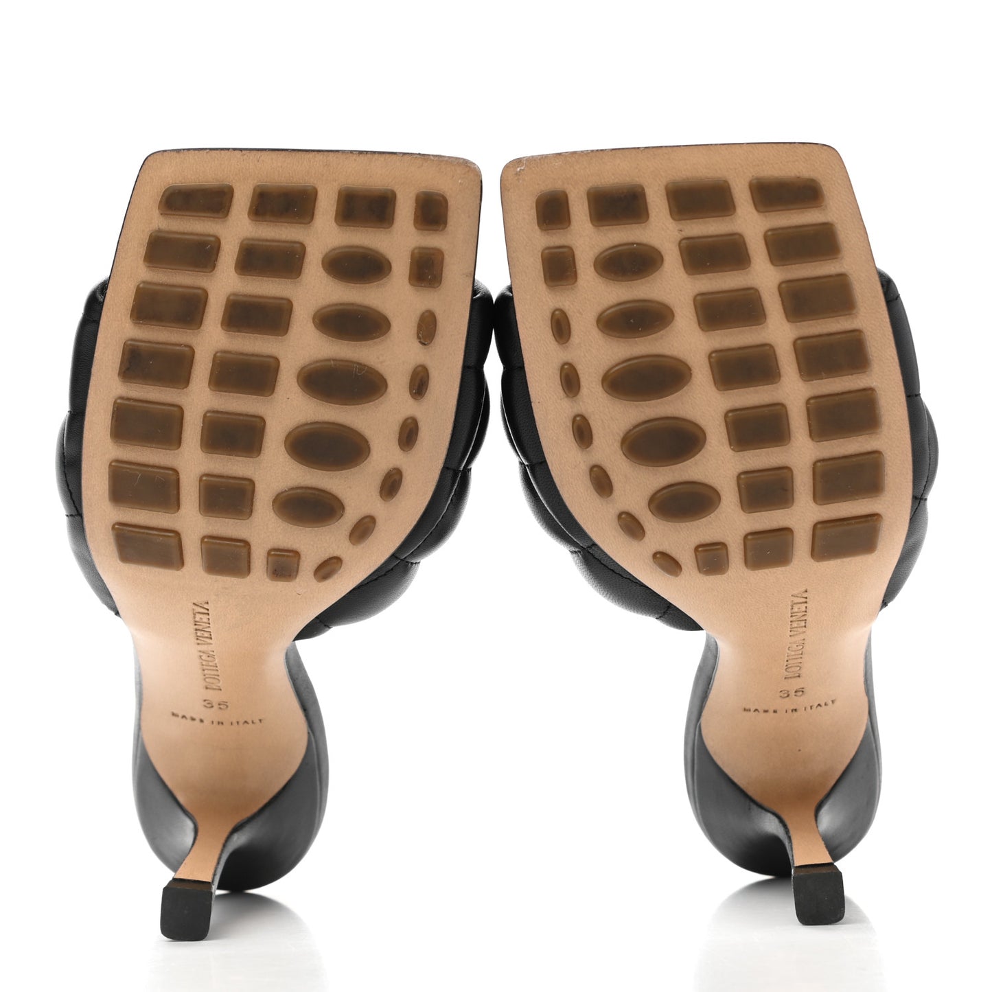 Nappa Matelasse Padded Mule Sandals 35 Black