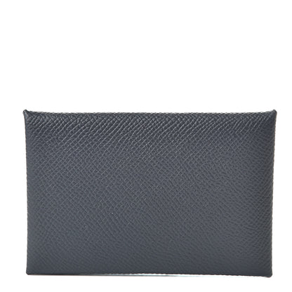 Hermes Epsom Verso Calvi Card Case Bleu Indigo Vert Amande 1 of 7