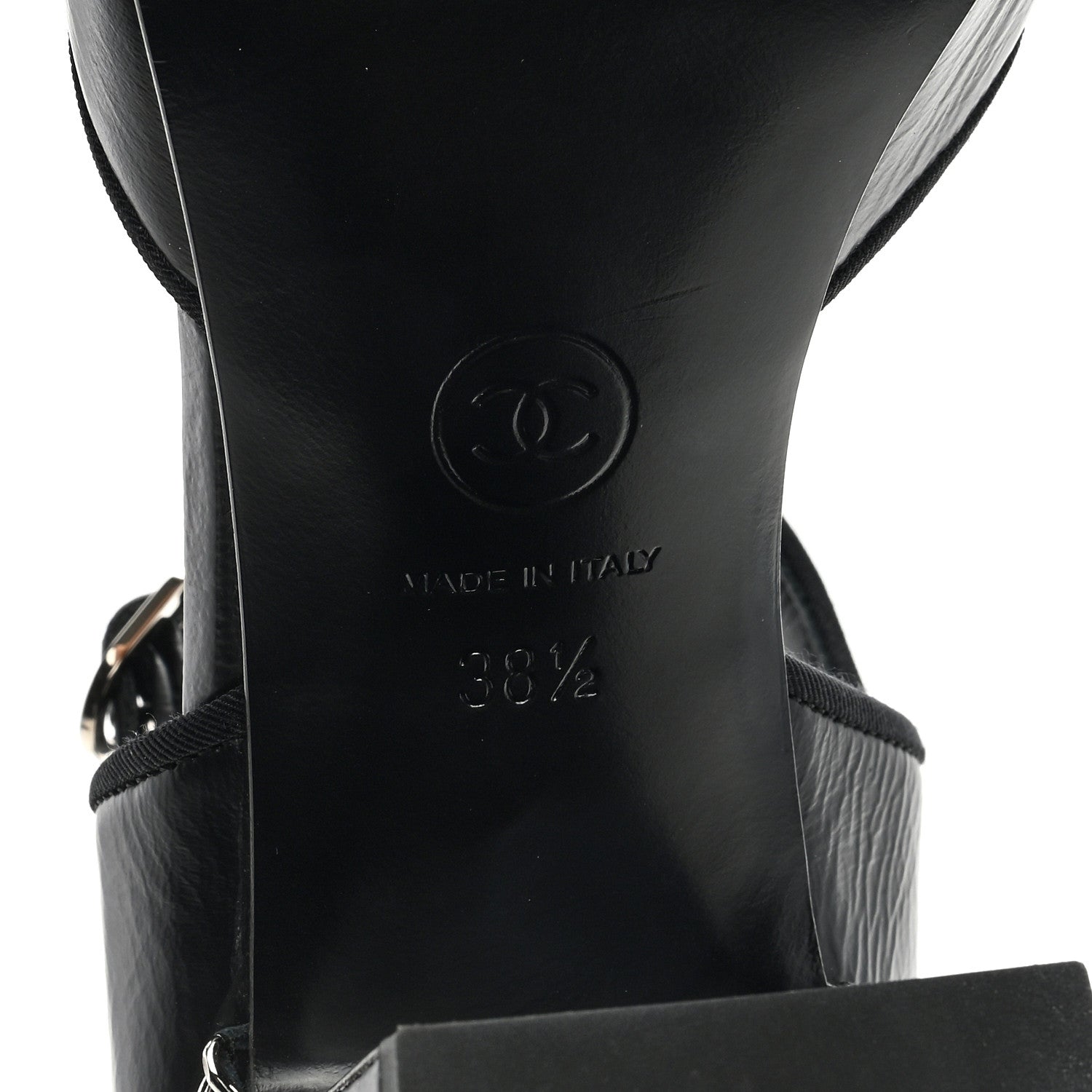 Chanel Laminated Calfskin Chain CC Sandals 38.5 Black 6 of 7