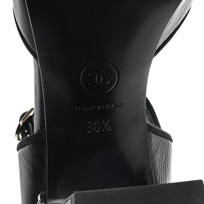 Chanel Laminated Calfskin Chain CC Sandals 38.5 Black 6 of 7