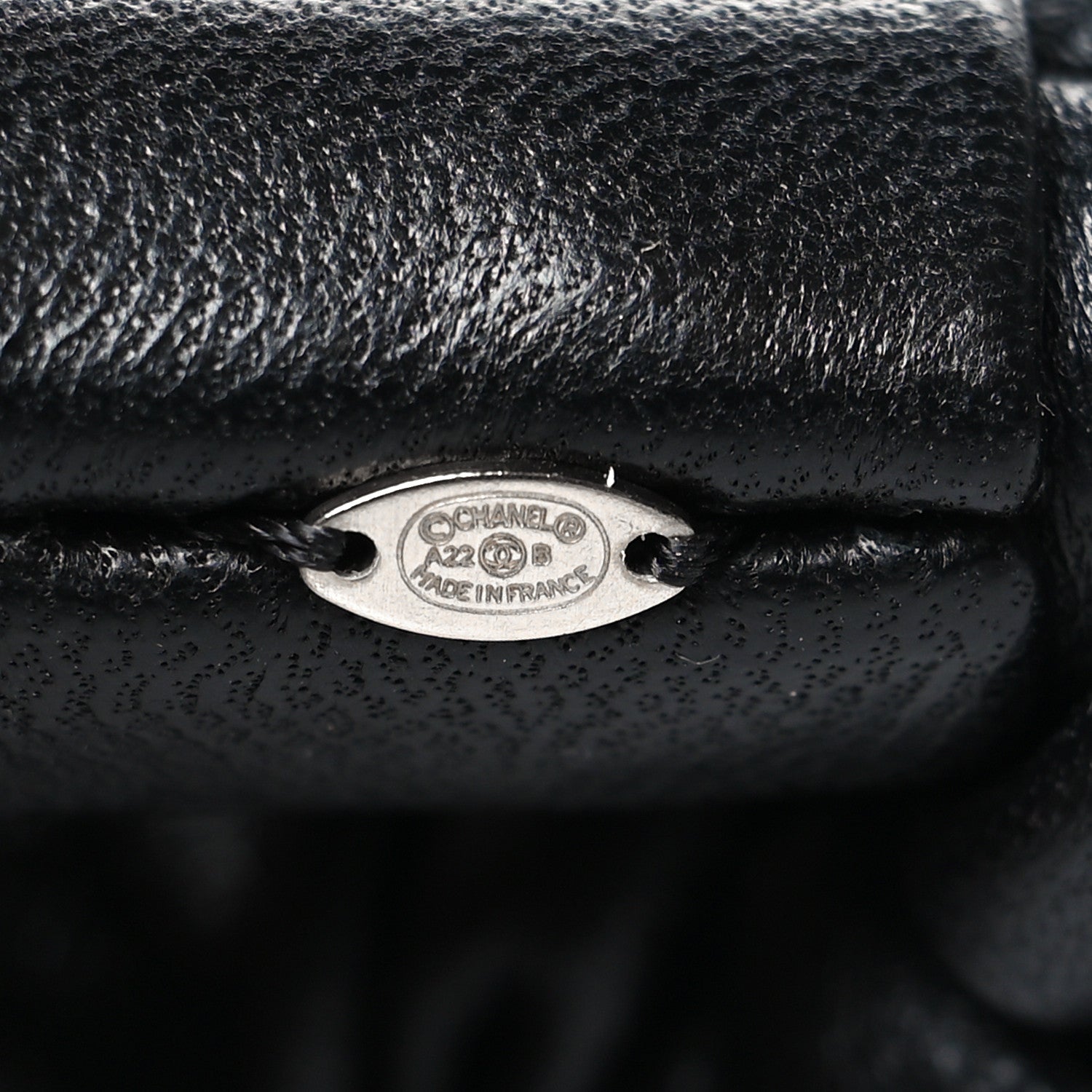 Chanel Lambskin Crystal CC Hair Scrunchie Black Silver 4 of 4