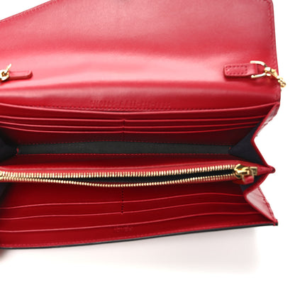 Fendi Vitello Cruise F is Fendi Bi-Color FF 1974 Embossed Continental Envelope Wallet On Chain Maya Black Fragola 5 of 10