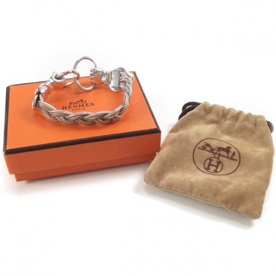 Hermes Sterling Silver Braided Hands Bracelet 3 of 4
