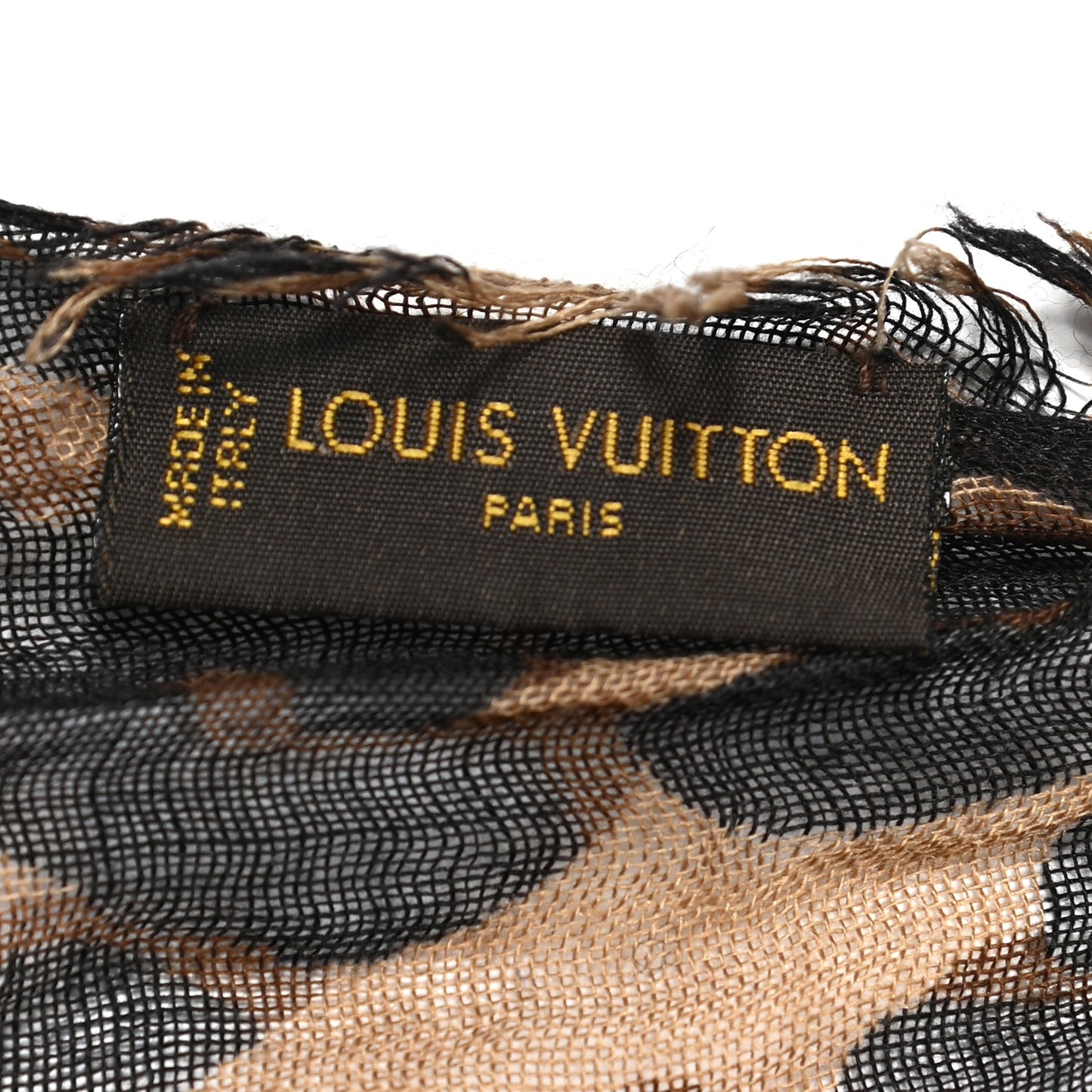 Cashmere Silk Leopard Etole Stole Marron