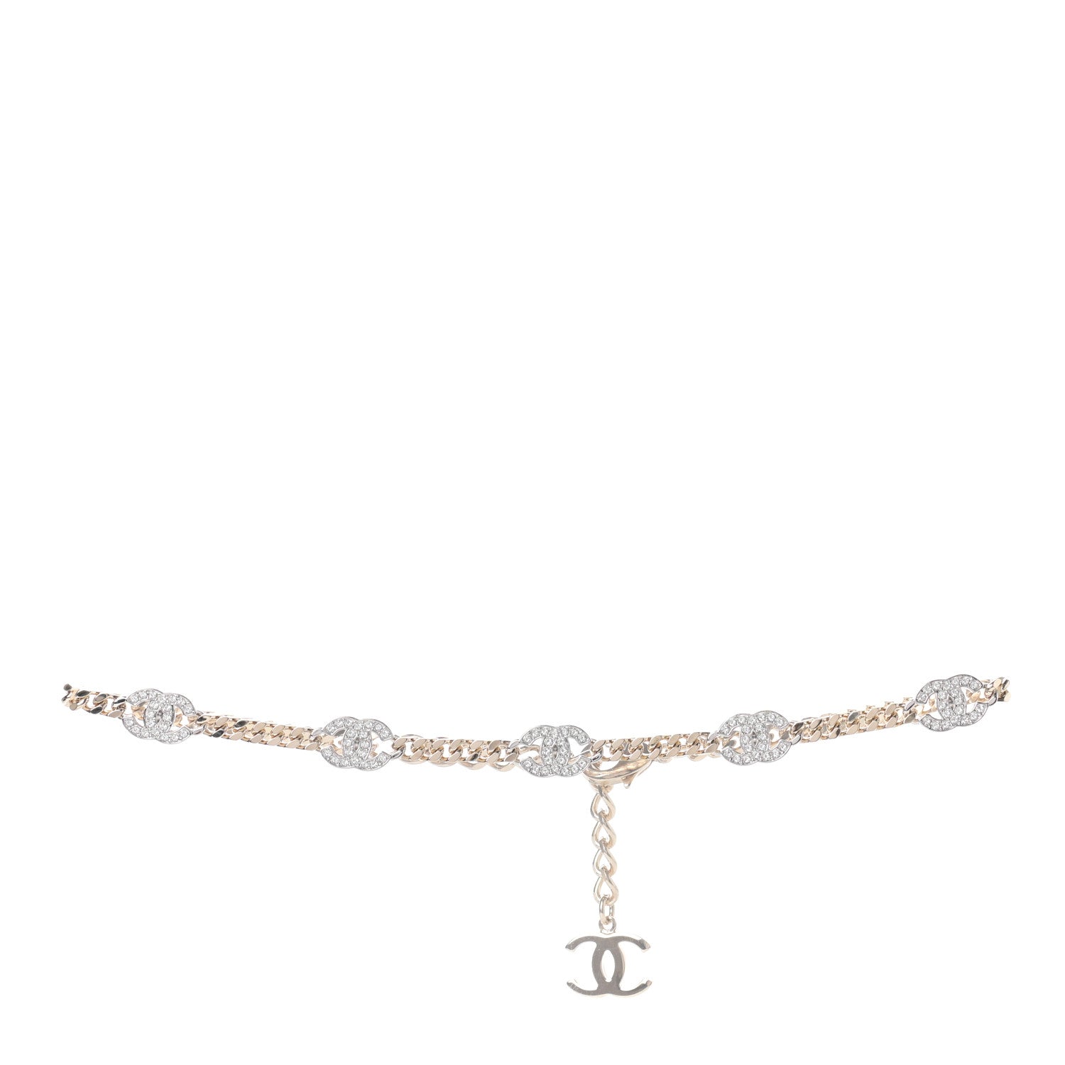 Chanel Crystal Chain CC Choker Gold Silver 1 of 4