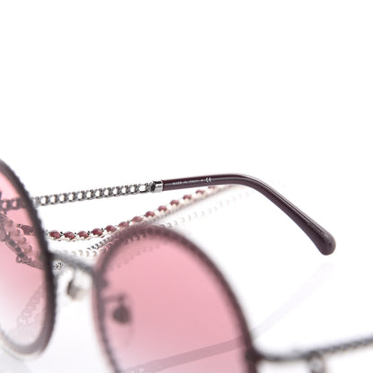 Chanel Round Removable Triple Hanging Chain Sunglasses 4245 Pink Silver 6 of 8