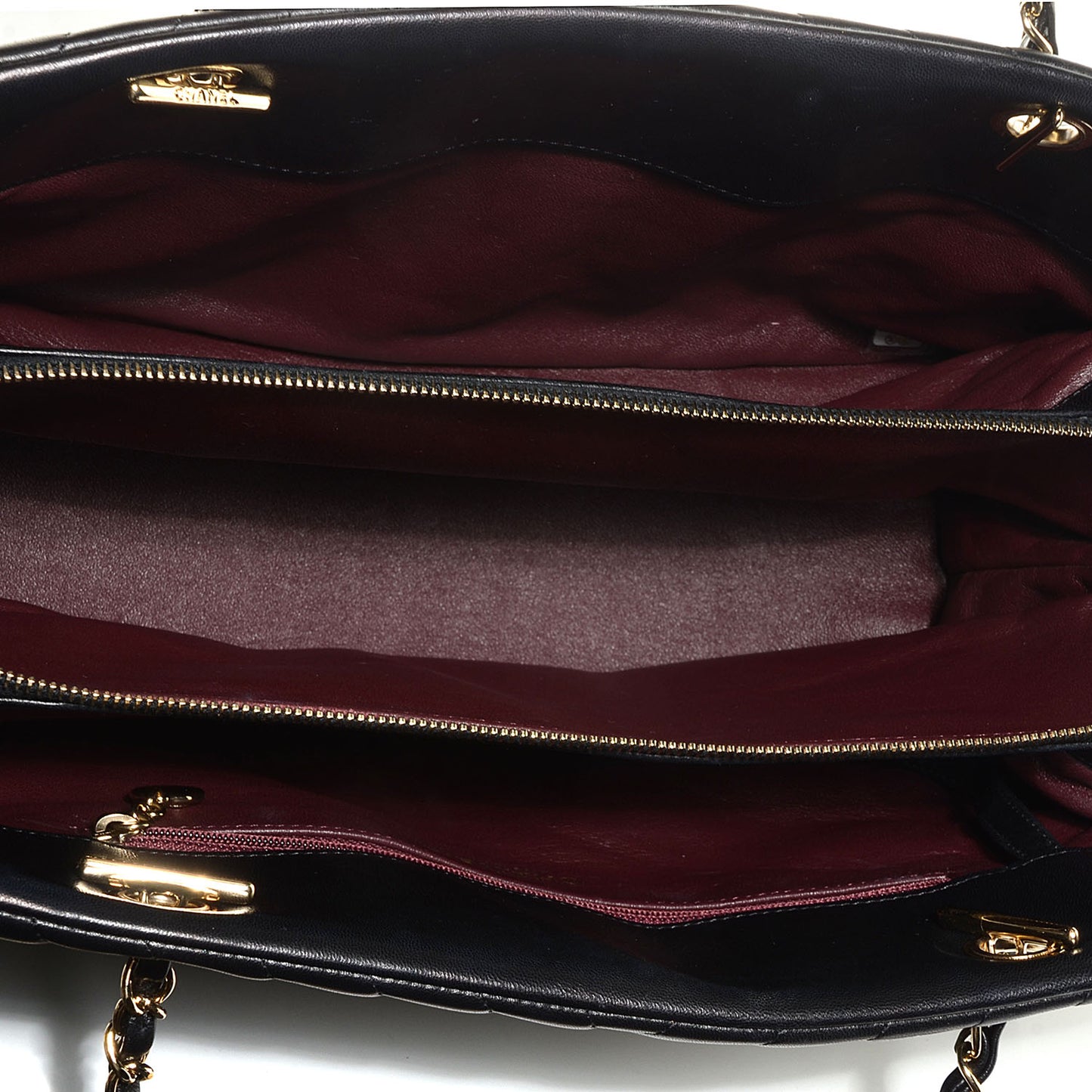 Lambskin Surpique Chevron Large Tote Black