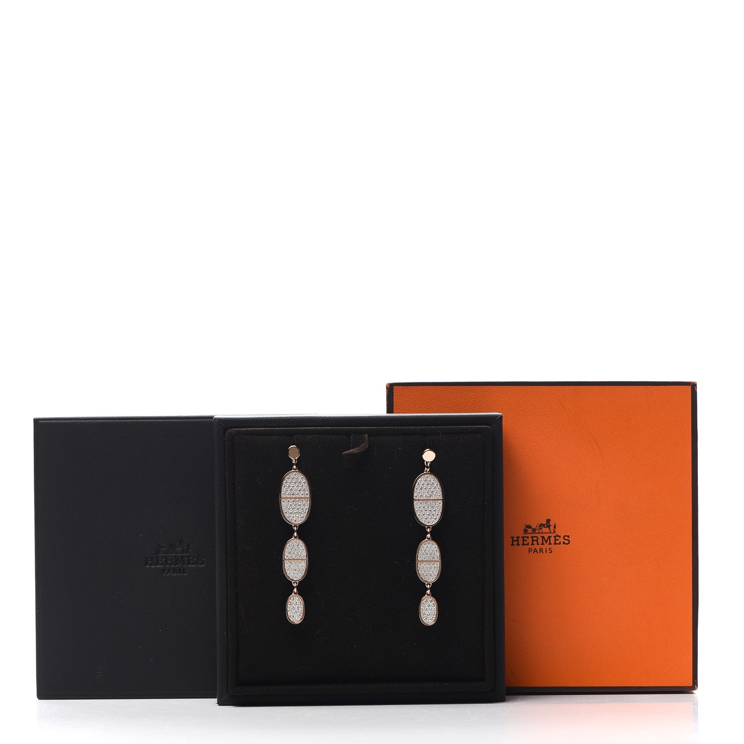 Hermes 18K Rose Gold Diamond Chaine D'Ancre Verso Earrings 4 of 4