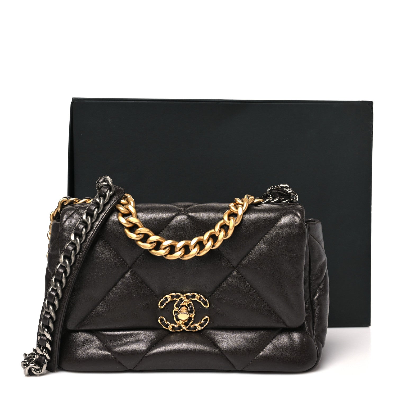 Chanel Lambskin Quilted Medium Chanel 19 Flap Dark Brown 11 of 11