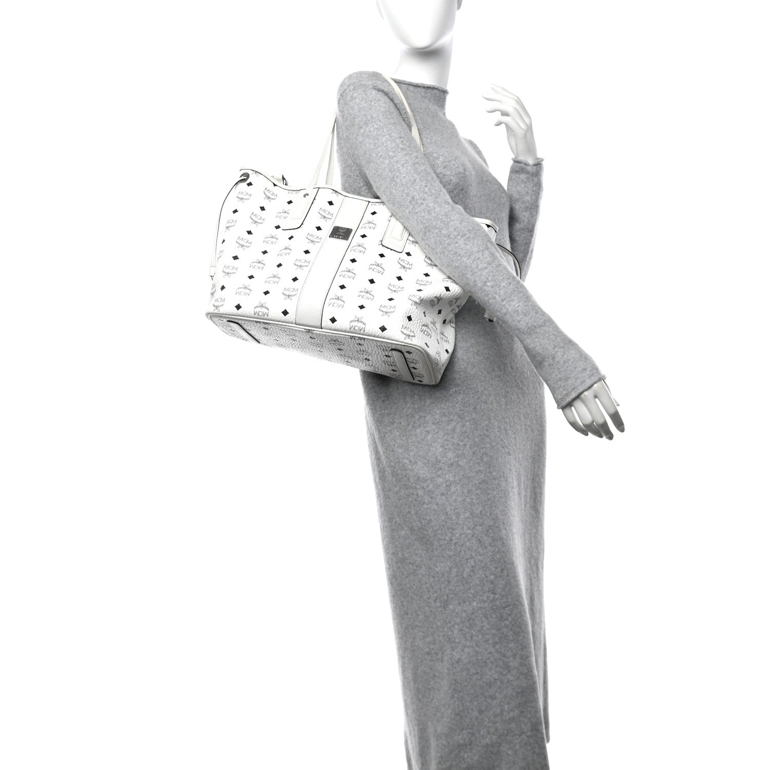 MCM Visetos Medium Liz Reversible Shopper Tote White 2 of 22