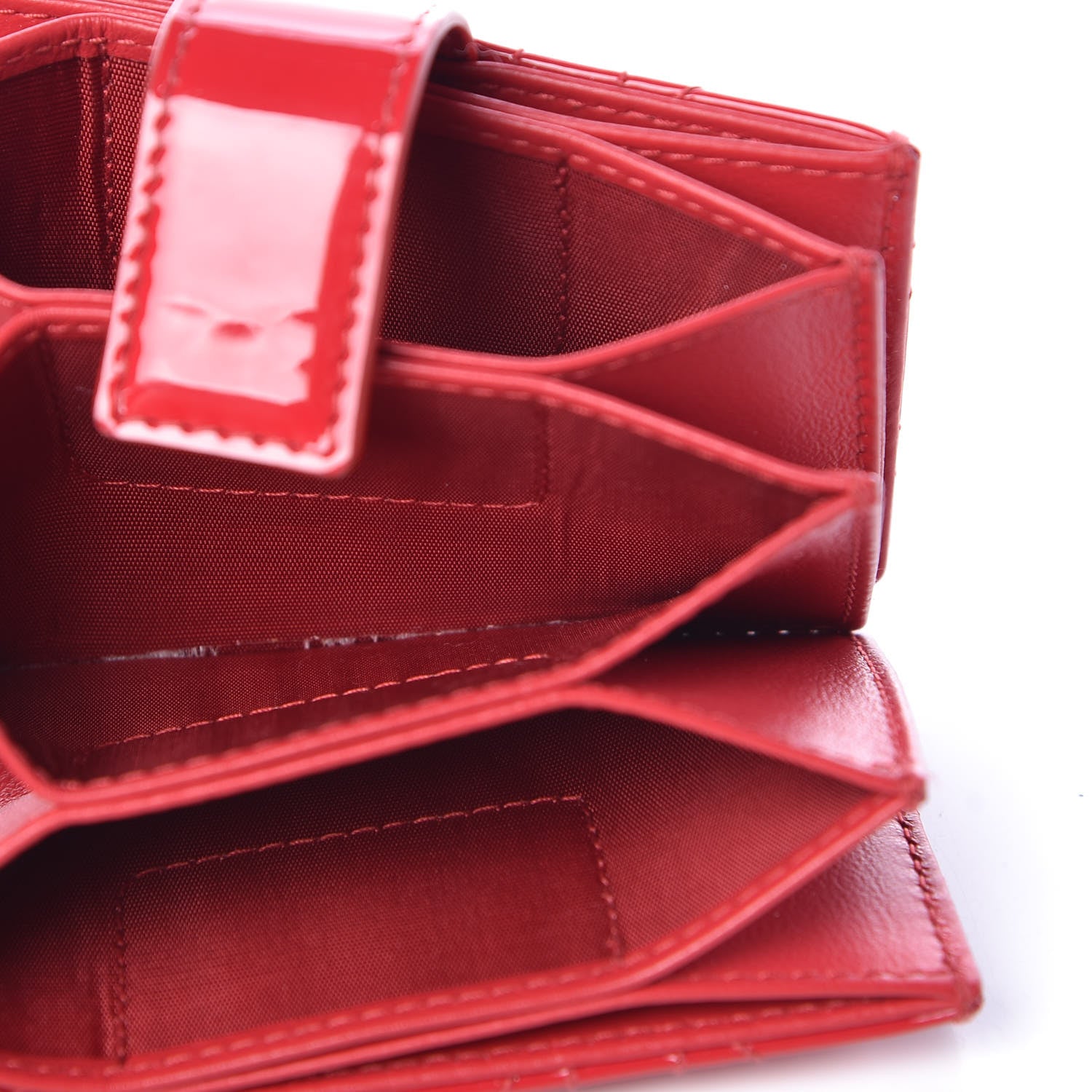 Christian Dior Patent Cannage Lady Dior 5-Gusset Card Holder Red 5 of 9