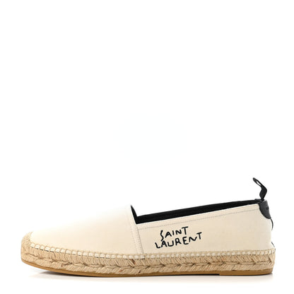 Saint Laurent Canvas Nappa Elba Light Logo Embroidered Espadrilles 39.5 Panna 1 of 4