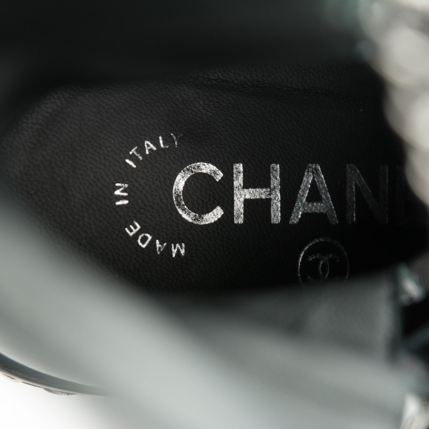 Patent Chained Tall Combat Boots 39.5 Black