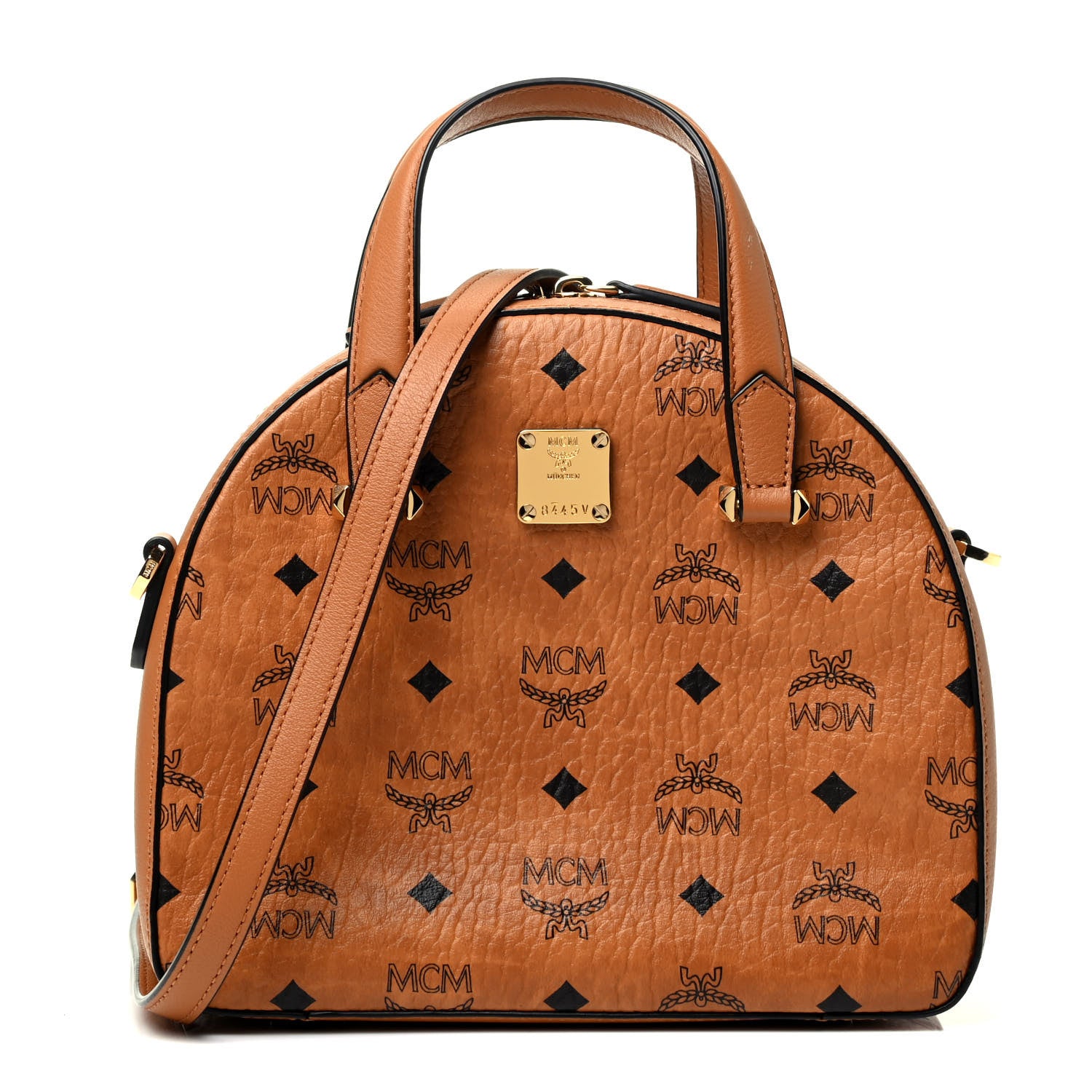 MCM Visetos Essential Small Disco Tote Cognac 1 of 4