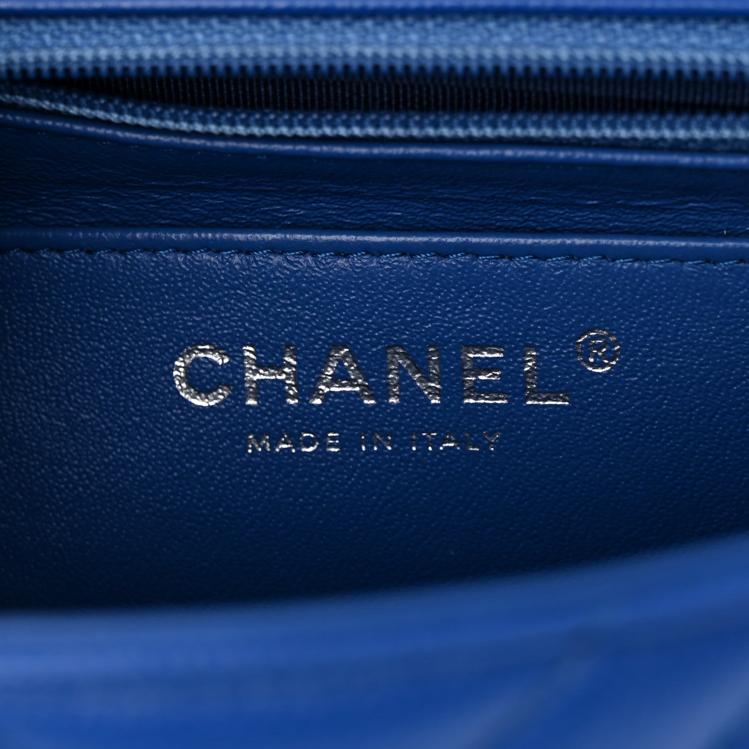 Chanel Caviar Chevron Quilted Mini Square Flap Blue 6 of 11