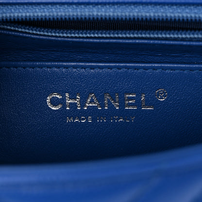 Chanel Caviar Chevron Quilted Mini Square Flap Blue 6 of 11