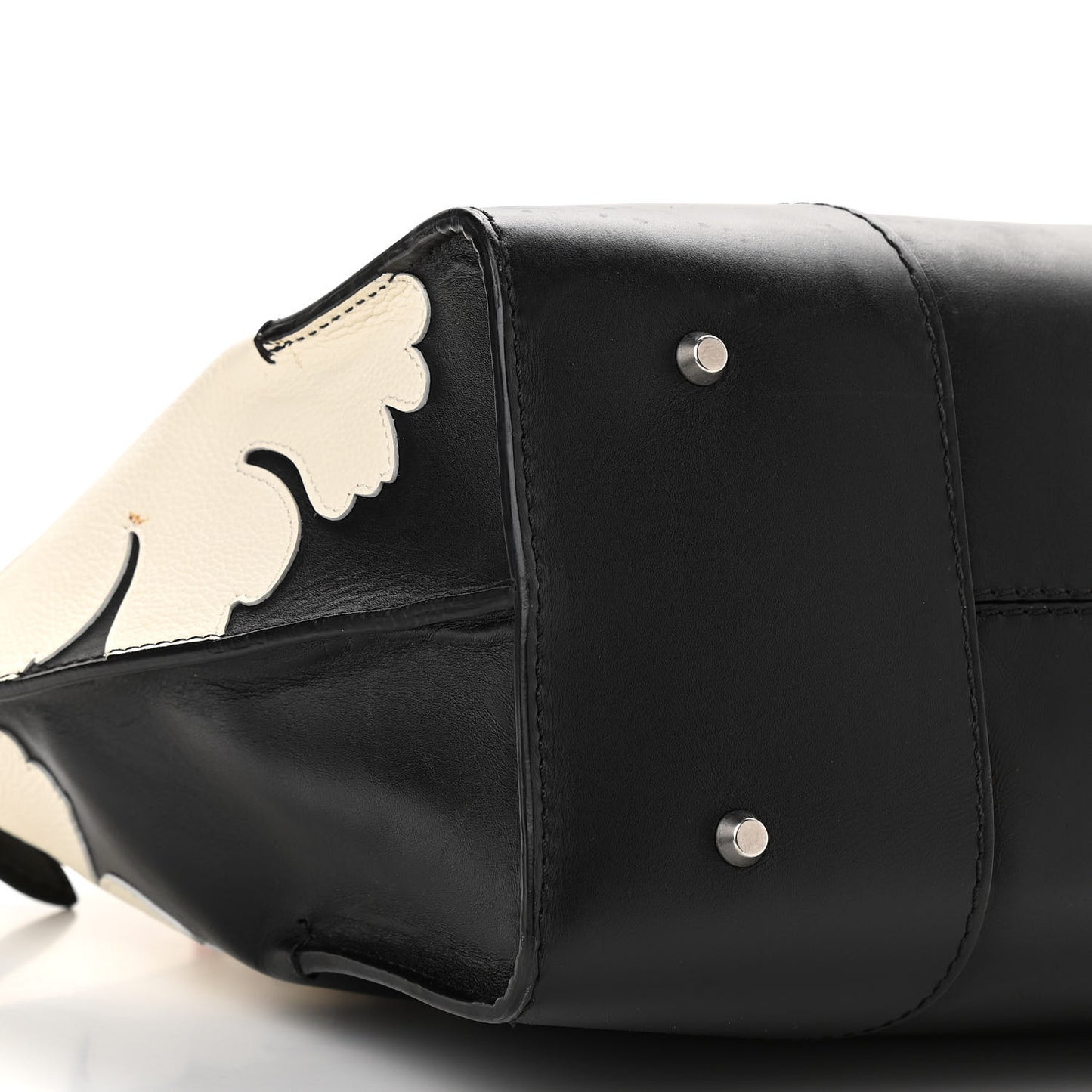 Lambskin Applique Lotus Flower De Manta Tote Black Red