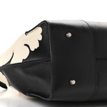 Alexander McQueen Lambskin Applique Lotus Flower De Manta Tote Black Red 8 of 17