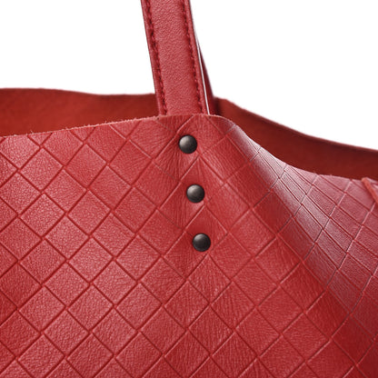 Bottega Veneta Calfskin Intrecciomirage Tote Red 10 of 10