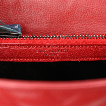 Saint Laurent Sheepskin Matelasse Chevron Monogram Medium College Bag Rouge 6 of 12
