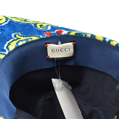 Gucci Velvet Brocade Wide Brim Hat M Periwinkle Blue 5 of 6