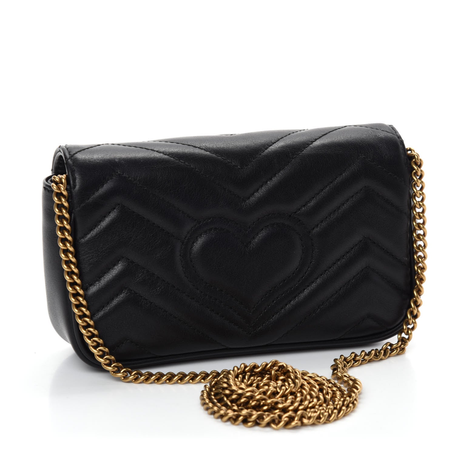 Gucci Calfskin Matelasse Super Mini GG Marmont Shoulder Bag Black 3 of 13