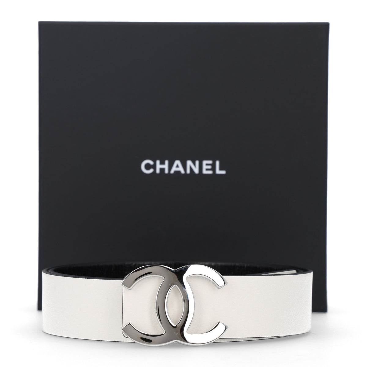 Patent Calfskin CC Reversible Belt 90 36 Black White