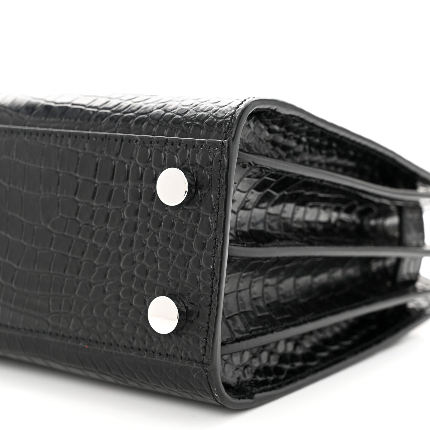 Calfskin Crocodile Embossed Nano Sac De Jour Black