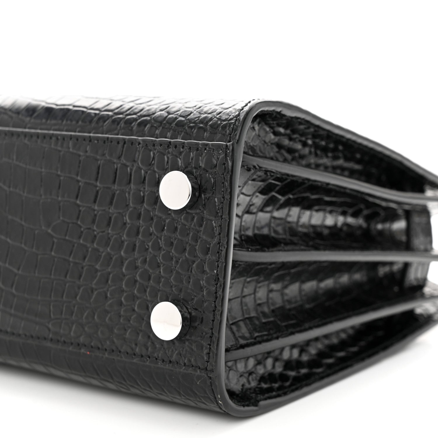 Saint Laurent Calfskin Crocodile Embossed Nano Sac De Jour Black 10 of 12