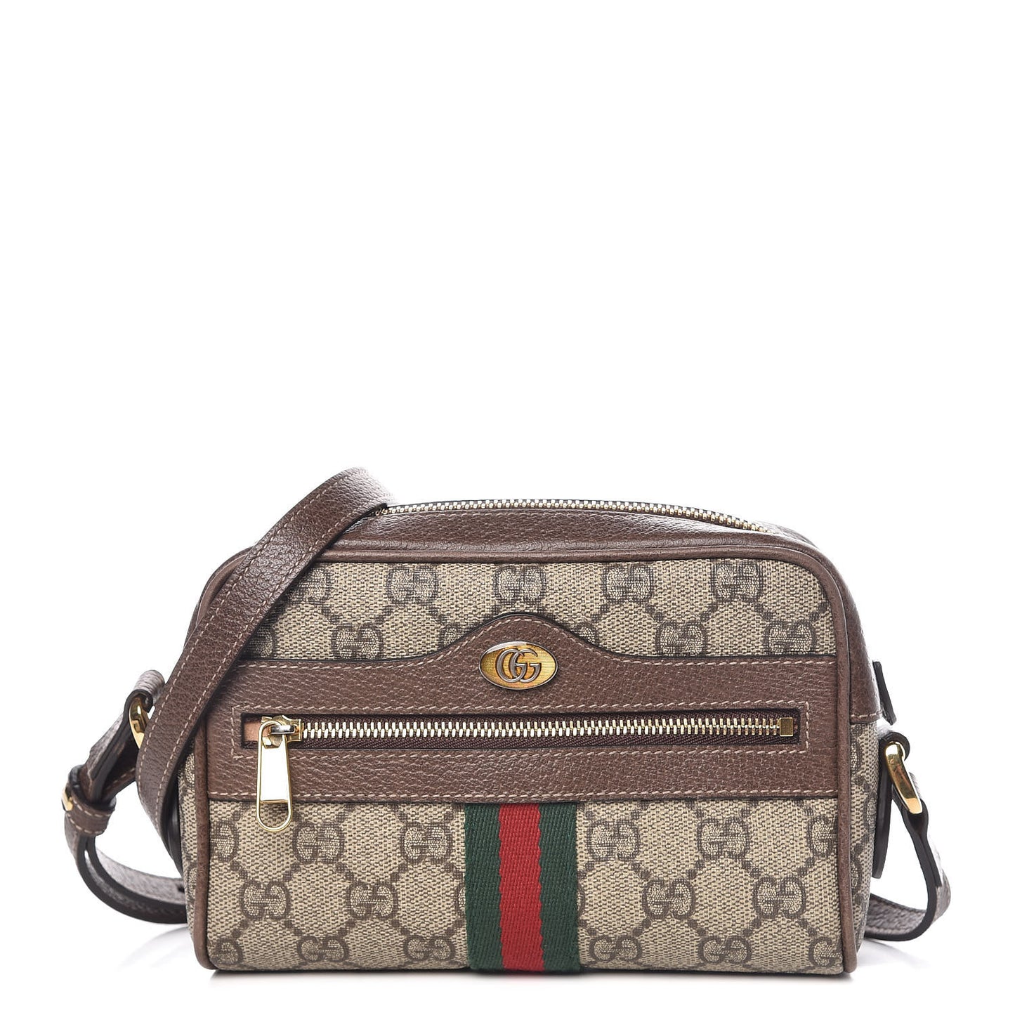GG Supreme Monogram Web Mini Ophidia Shoulder Bag Brown
