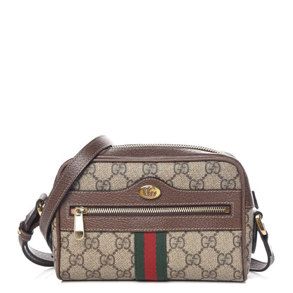Gucci GG Supreme Monogram Web Mini Ophidia Shoulder Bag Brown 1 of 12