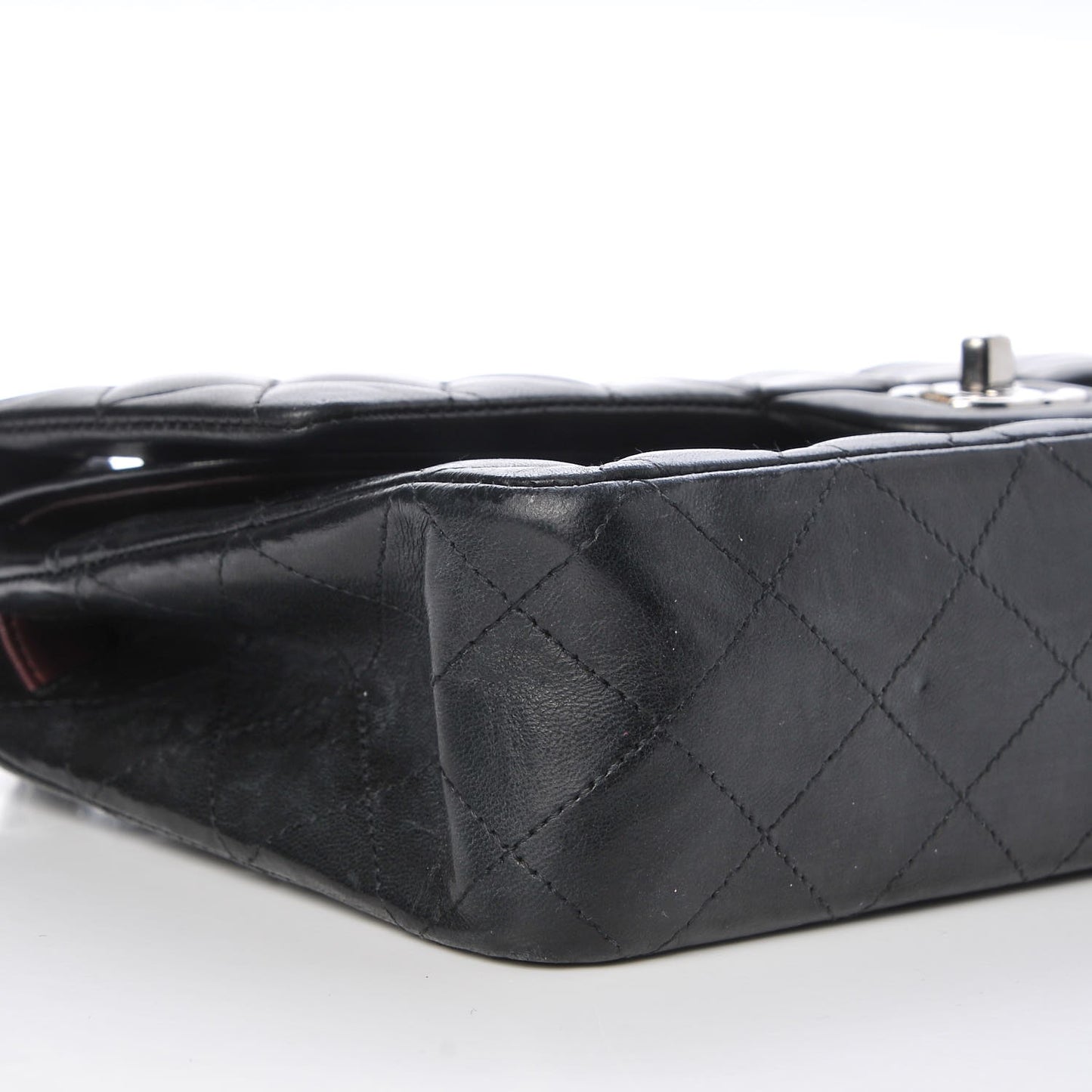 Lambskin Quilted Medium Double Flap Black