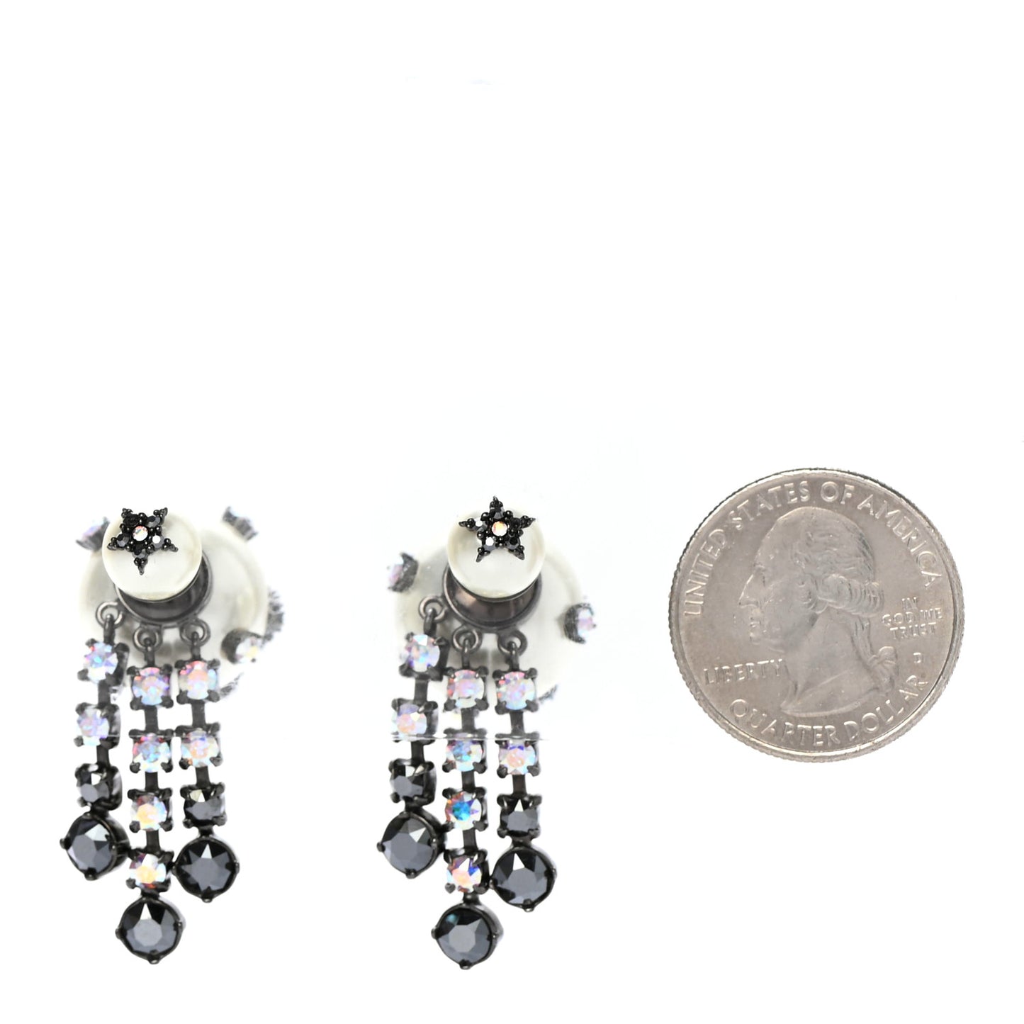 Pearl Crystal Tribales Butterfly Star Dangle Earrings Ruthenium Multicolor