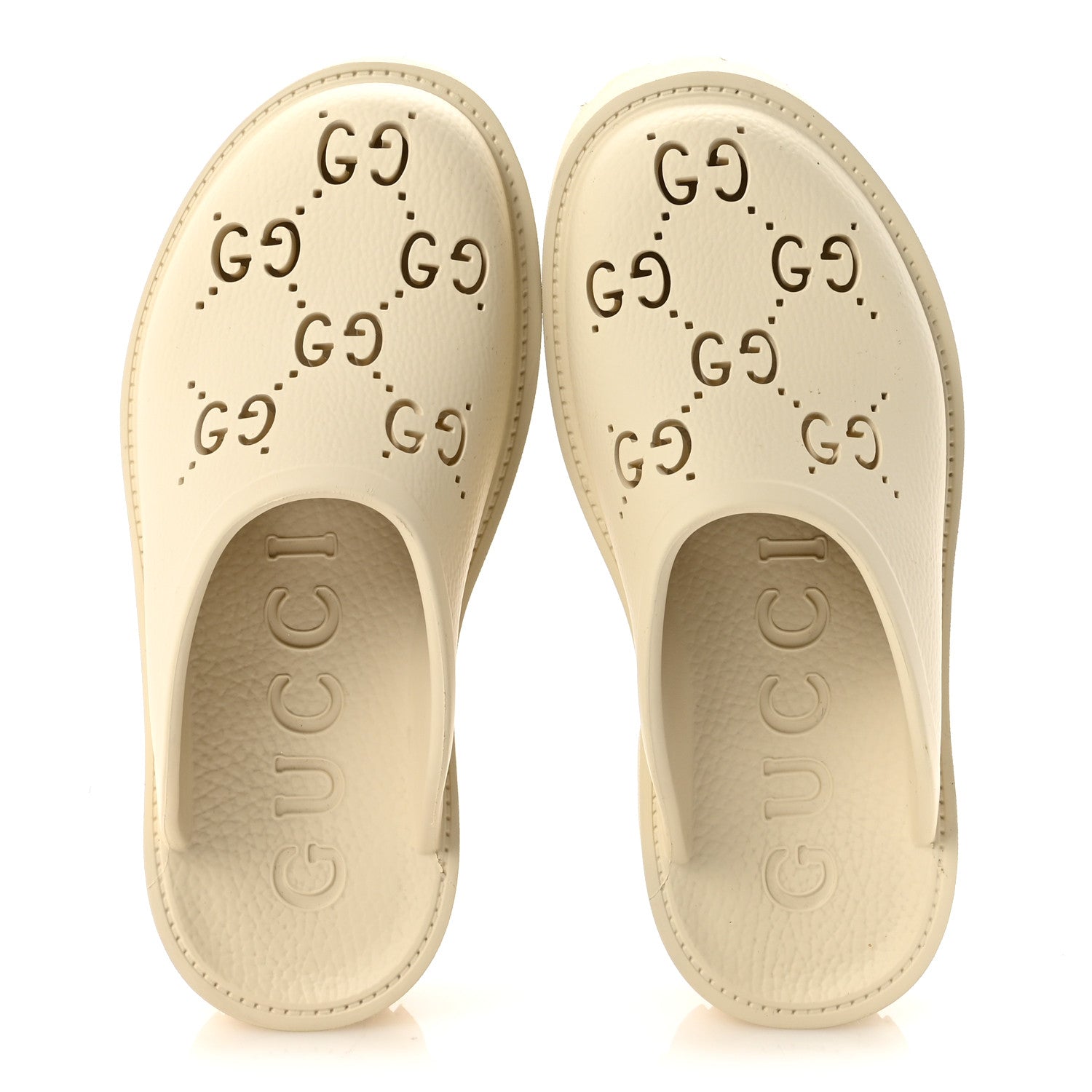 Gucci Rubber Monogram GG Go Through Platform Slide Clogs 37 Mystic White 2 of 10