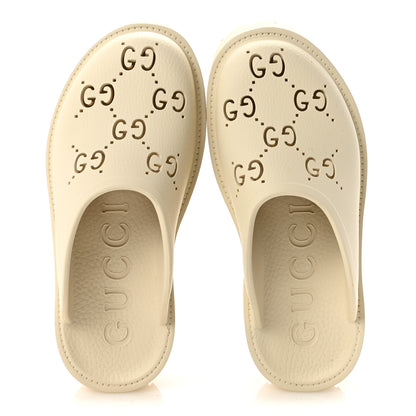 Gucci Rubber Monogram GG Go Through Platform Slide Clogs 37 Mystic White 2 of 10