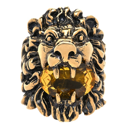 Gucci Metal Lion Head Ring 16 Aged Gold 1 of 5