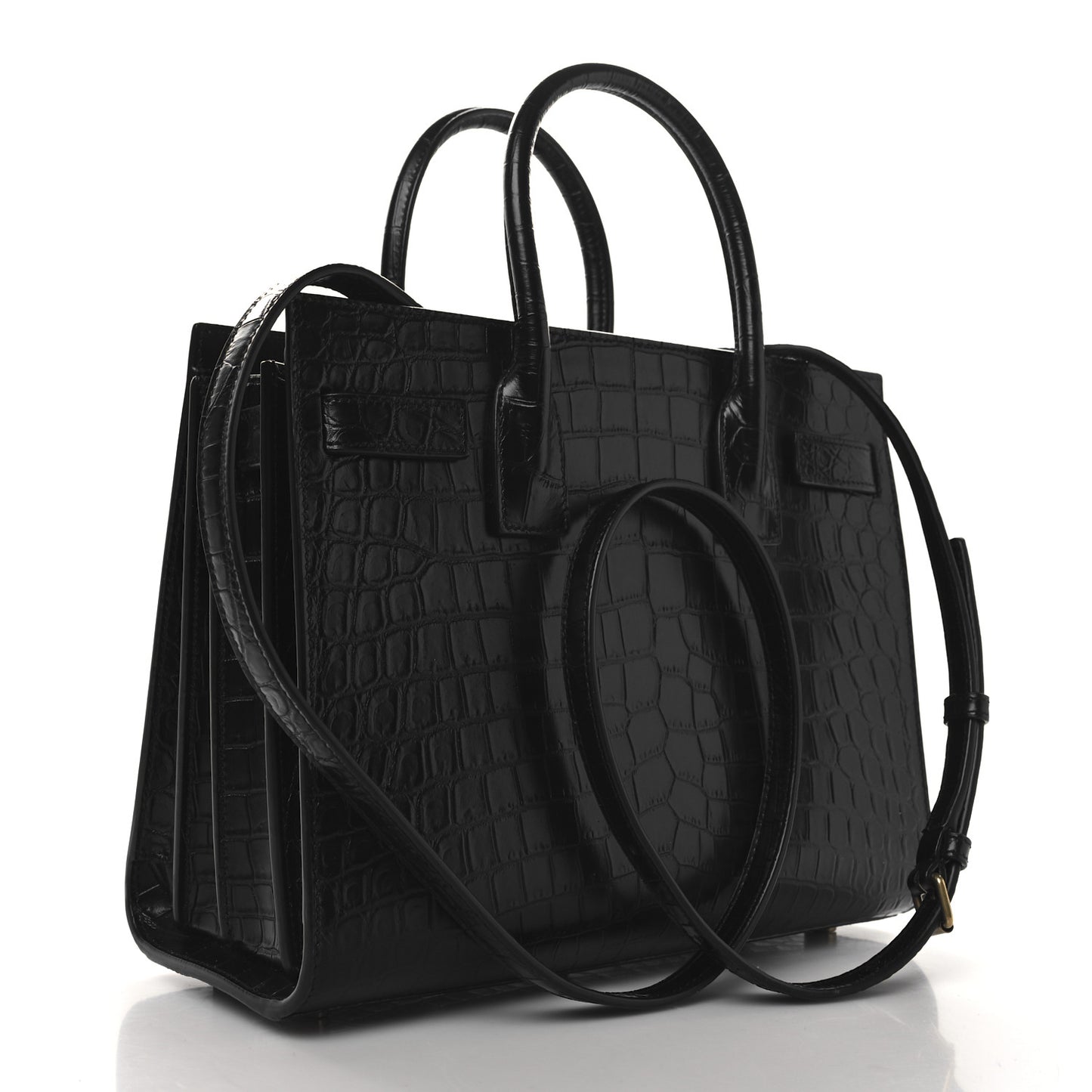 Calfskin Crocodile Embossed Baby Sac De Jour Black