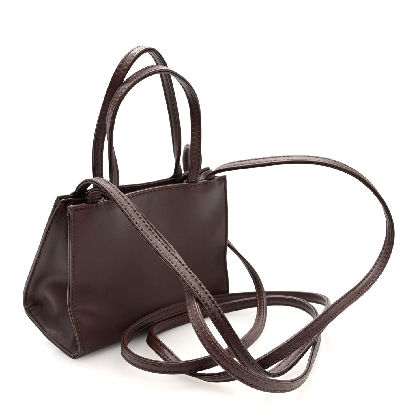 Vegan Leather Small Shopping Bag Chocolate